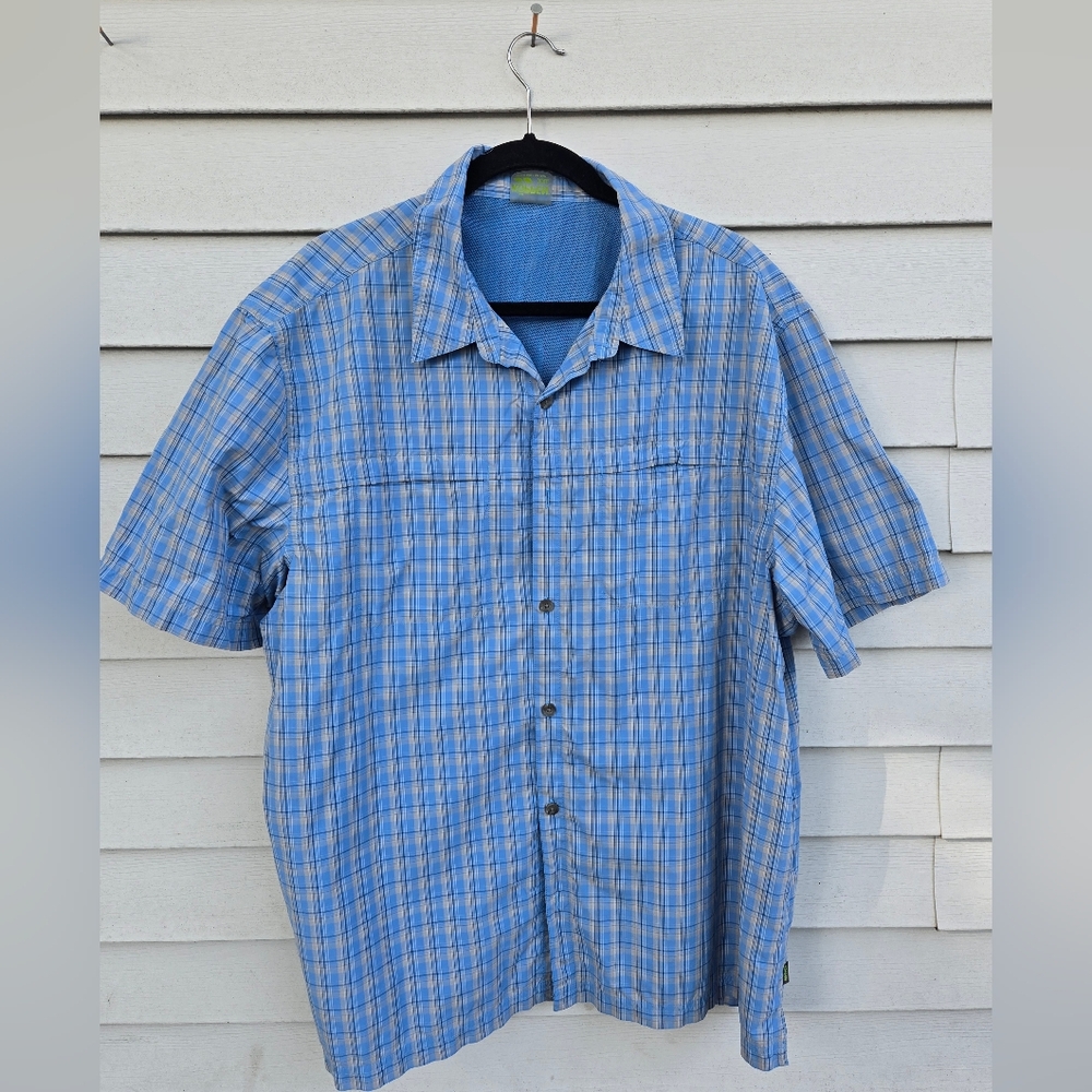 Koppen Men's Light Blue Plaid Button Down Shirt Sz XXL 100% Nylon